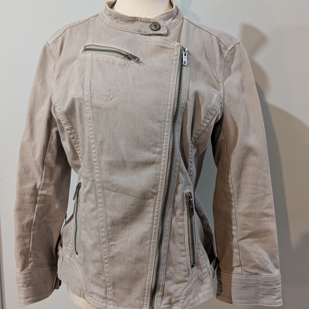 Loft Women's Gray Asymmetrical Zip Jacket